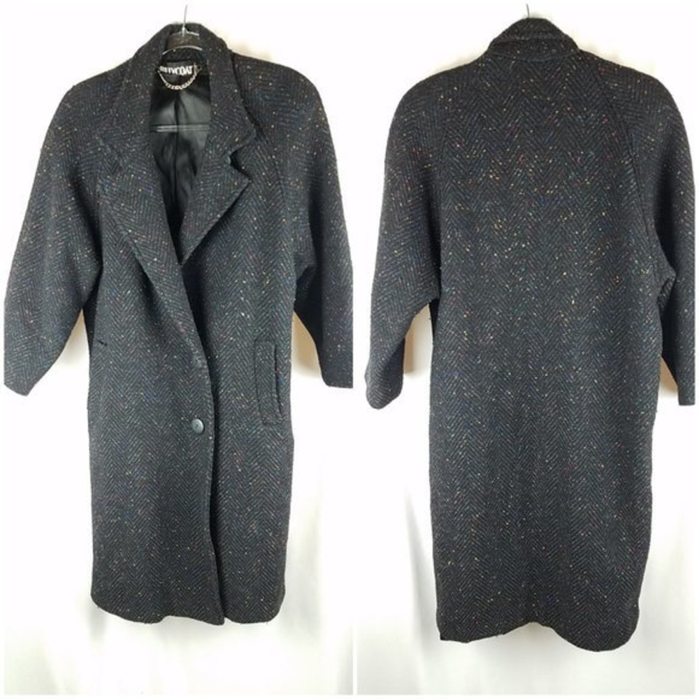 Billycoat coat 100% wool long 3/4‎ length sleeve L dark academia
